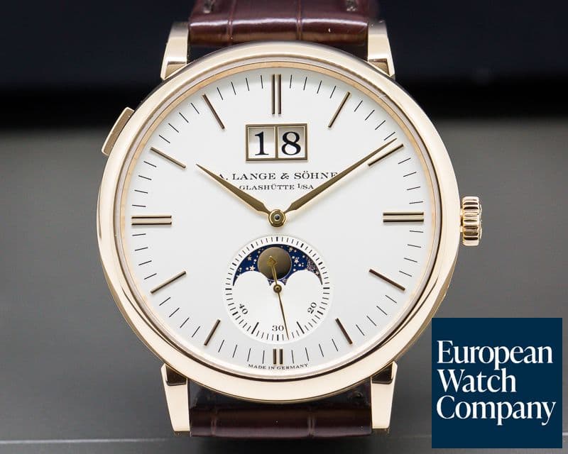 Image of A. Lange and Sohne Saxonia Moon Phase Automatik 18K Rose Gold / Silver Dial 