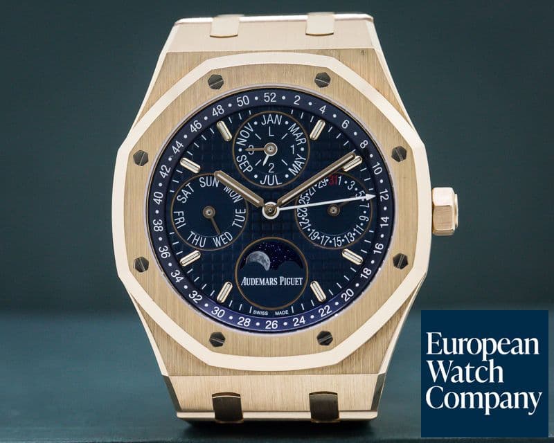 Image of Audemars Piguet Royal Oak Perpetual Calendar 18k Rose Gold BLUE DIAL
