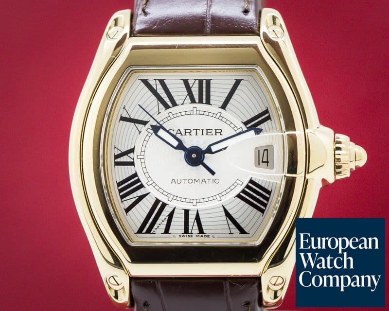 Image of Cartier Roadster Automatic 18K Yellow Gold Silver Dial 