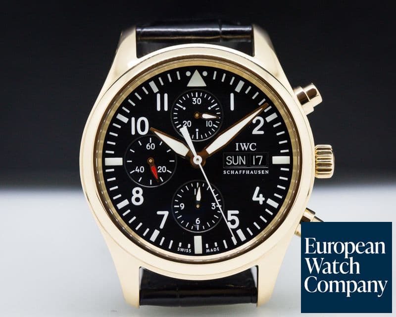 Image of IWC Pilot Chronograph Black Dial Rose Gold 