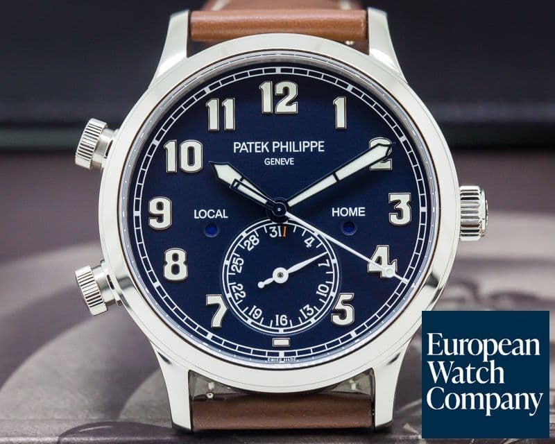 Image of Patek Philippe Calatrava Pilot Travel Time 18k White Gold UNWORN