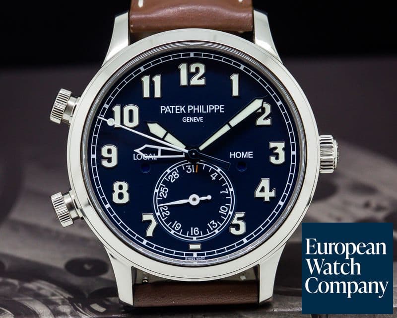 Image of Patek Philippe Calatrava Pilot Travel Time 18k White Gold