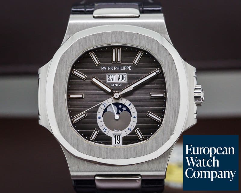 Image of Patek Philippe Nautilus Annual Calendar Moon SS Grey Dial 