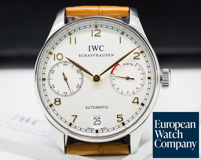 Image of IWC Portuguese 7 Day Automatic SS Silver Dial Rose Numerals
