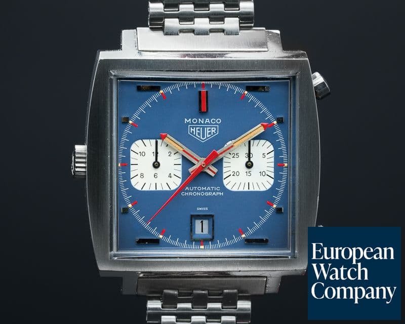 Image of Heuer Vintage Monaco "Steve McQueen" Blue Dial c. '69-'70 FANTASTIC 
