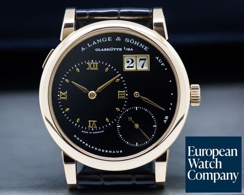 Image of A. Lange and Sohne Lange 1 18K Rose Gold Black Dial + Deployant Buckle