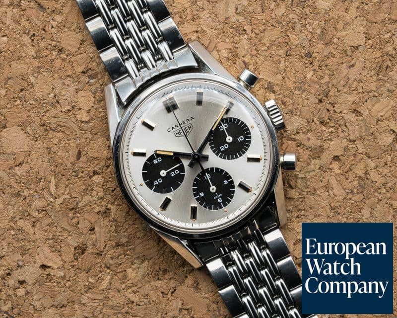 Image of Heuer Vintage Carrera 2447SN Silver PANDA Dial Valjoux 72 Circa 1960s WOW