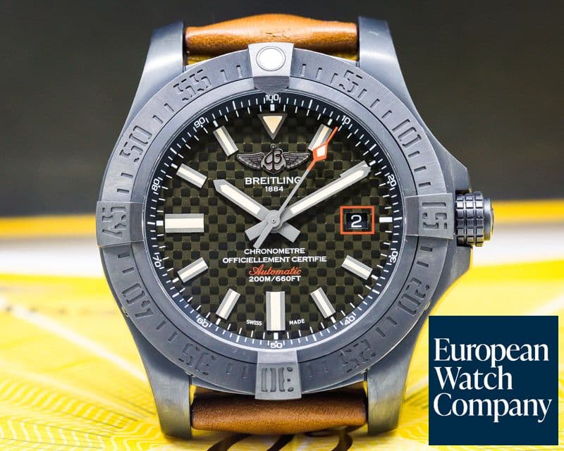 Image of Breitling Avenger Blackbird Black Titanium Carbon Dial / Leather Strap