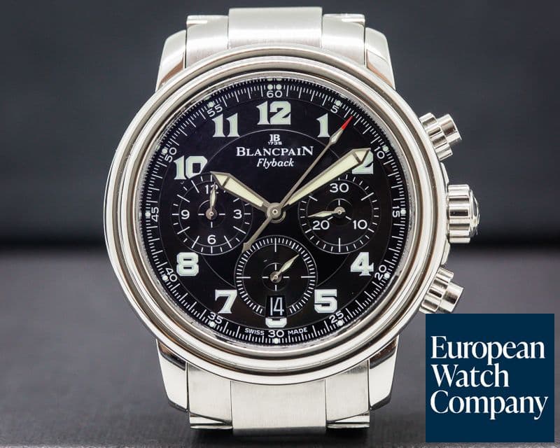 Image of Blancpain Leman Flyback Chronograph Black Dial SS / SS 