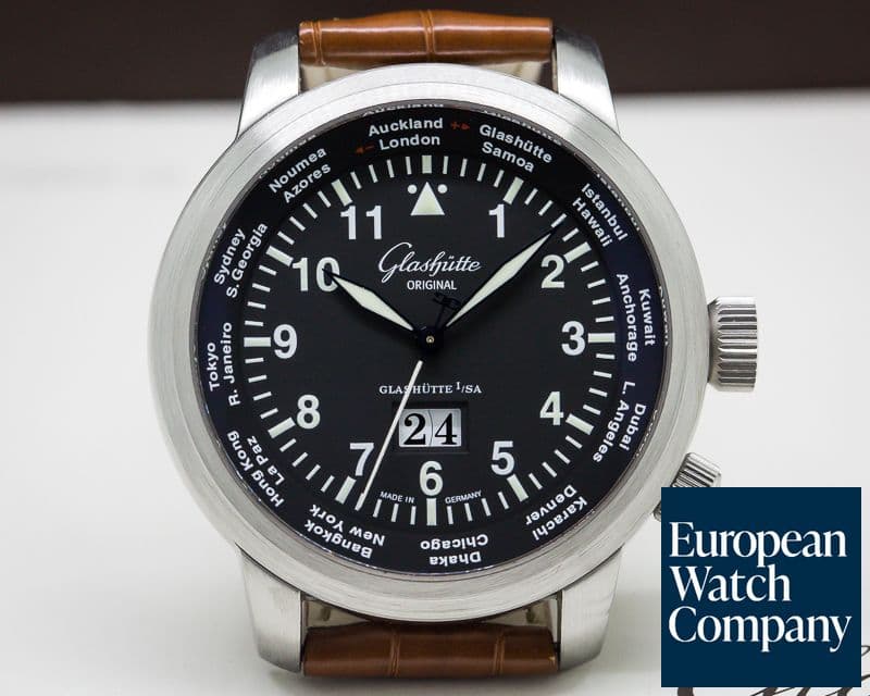 Image of Glashutte Original Glashutte Original Senator Navigator Worldview Black Dial / SS 