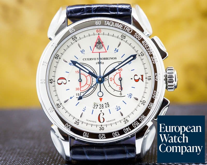 Image of Cuervo y Sobrinos Vuelo Chronograph SS White Dial


