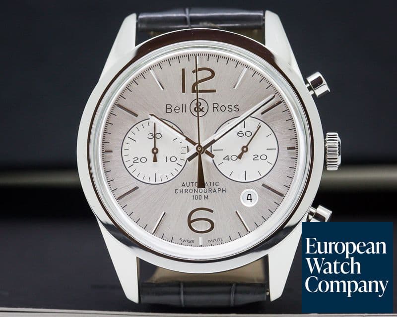 Image of Bell & Ross BR 126 Vintage Officer Chronograph SS / Strap