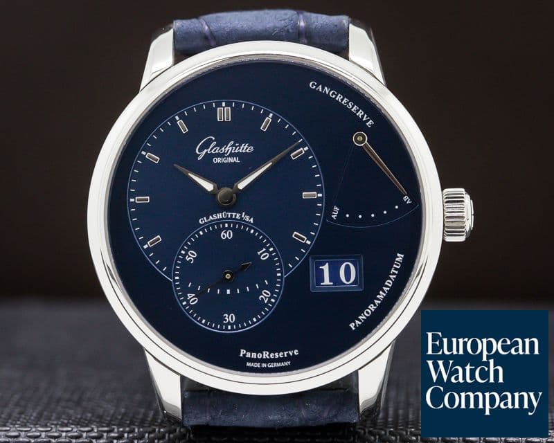 Image of Glashutte Original PanoReserve Manual Wind Blue Dial SS/SS Deployant 
