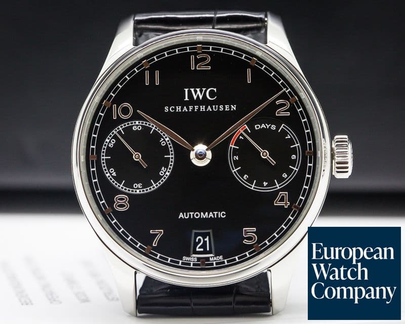 Image of IWC Portuguese 7 Day Automatic SS Black Dial