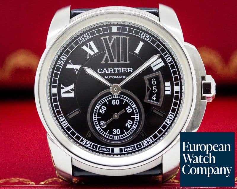Image of Cartier Calibre de Cartier Black Dial SS / Alligator 