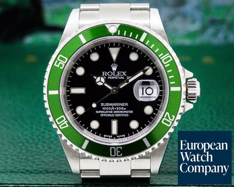 Image of Rolex "FLAT 4" Submariner 50th Anniversary SS Green Bezel COMPLETE
