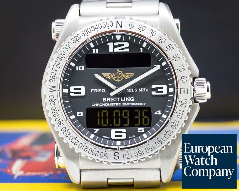 Image of Breitling Emergency Black Dial SUPERQUARTZ Titanium FULL SET