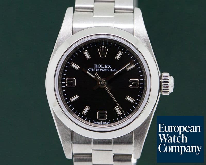 Image of Rolex Oyster Perpetual Ladies No Date Black Dial SS  