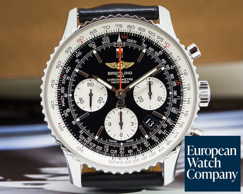 Image of Breitling Navitimer 01 Chronograph Black Dial Black Leather