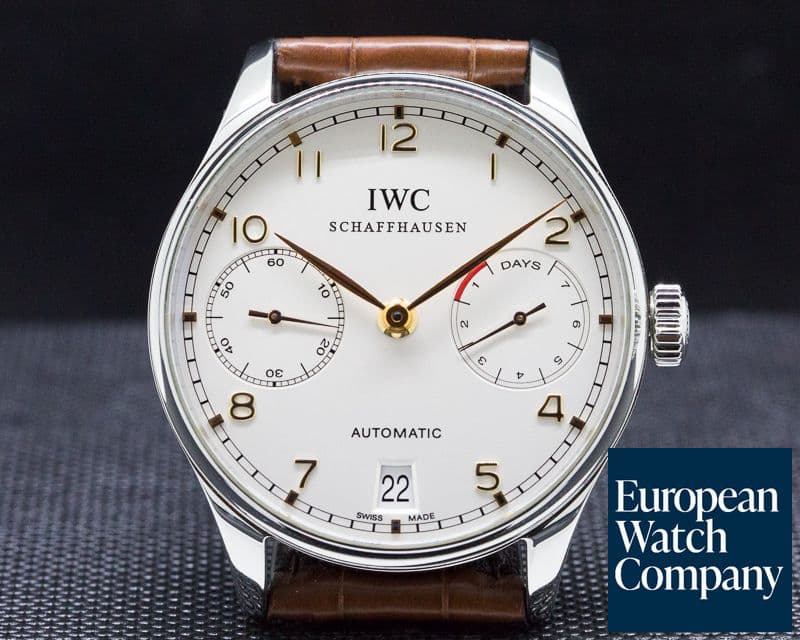 Image of IWC Portuguese 7 Day Automatic SS Silver Dial Rose Numerals