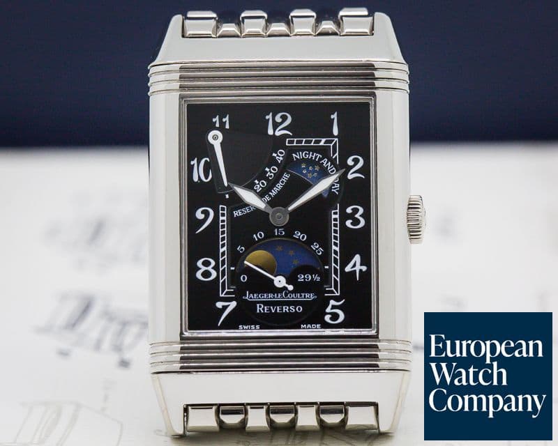 Image of Jaeger LeCoultre Reverso Sun Moon 18K White Gold Black Dial