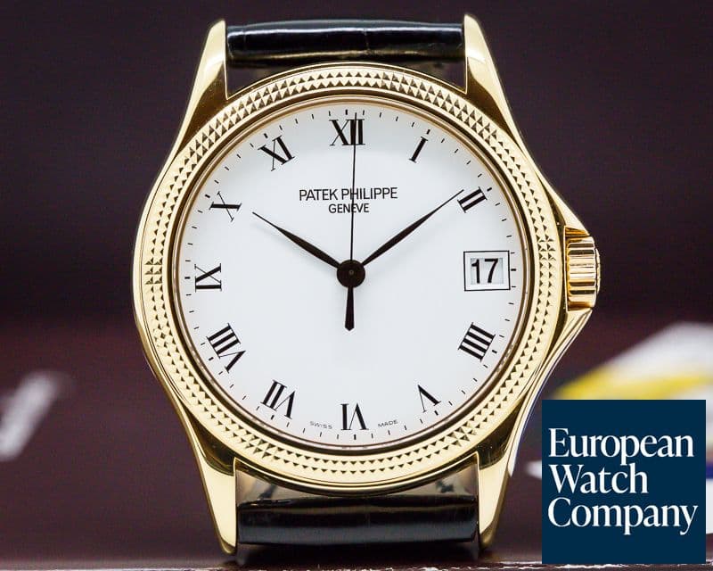Image of Patek Philippe Calatrava 18K Rose Gold White Roman Hobnail