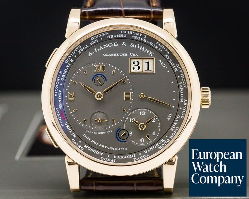 Image of A. Lange and Sohne Lange 1 Time Zone 18K Rose Gold Grey Dial 