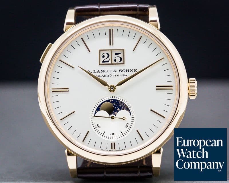 Image of A. Lange and Sohne Saxonia Moon Phase Automatik 18K Rose Gold / Silver Dial 