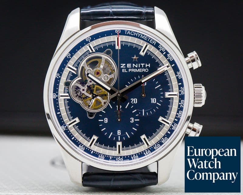 Image of Zenith El Primero Blue Chronomaster Open Grande Date SS / Leather
