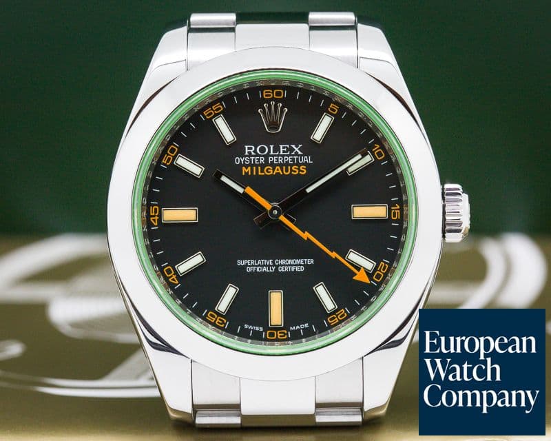 Image of Rolex Milgauss SS Black Dial Green Crystal
