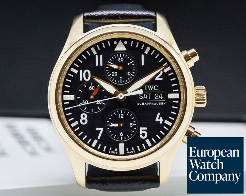 Image of IWC Pilot Chronograph Black Dial Rose Gold 