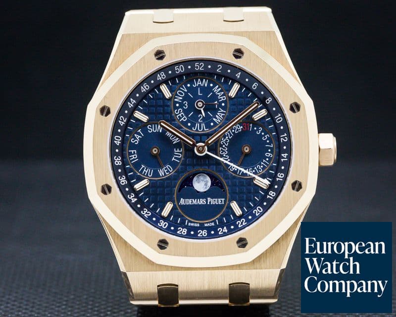 Image of Audemars Piguet Royal Oak Perpetual Calendar 18k Rose Gold BLUE DIAL