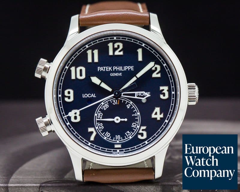 Image of Patek Philippe Calatrava Pilot Travel Time 18k White Gold 
