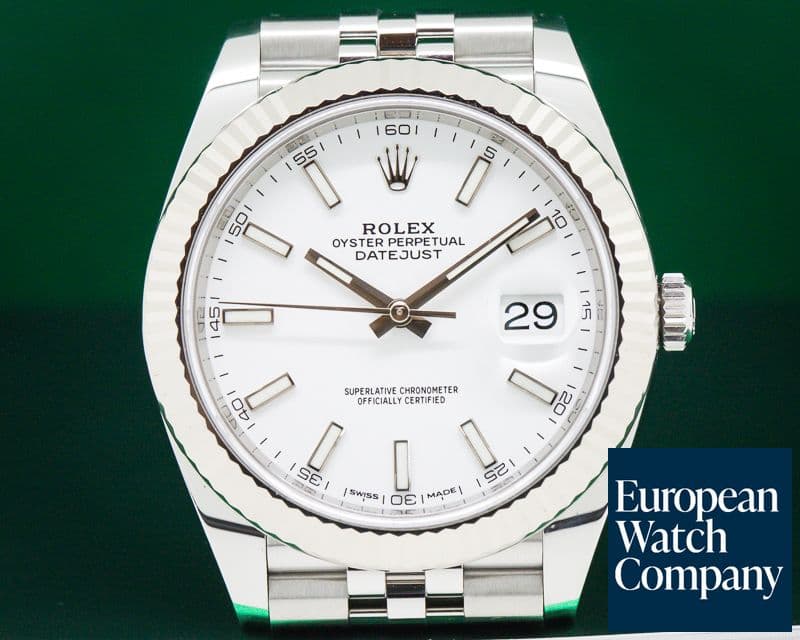 Image of Rolex Datejust 41 White Stick Dial SS Jubilee