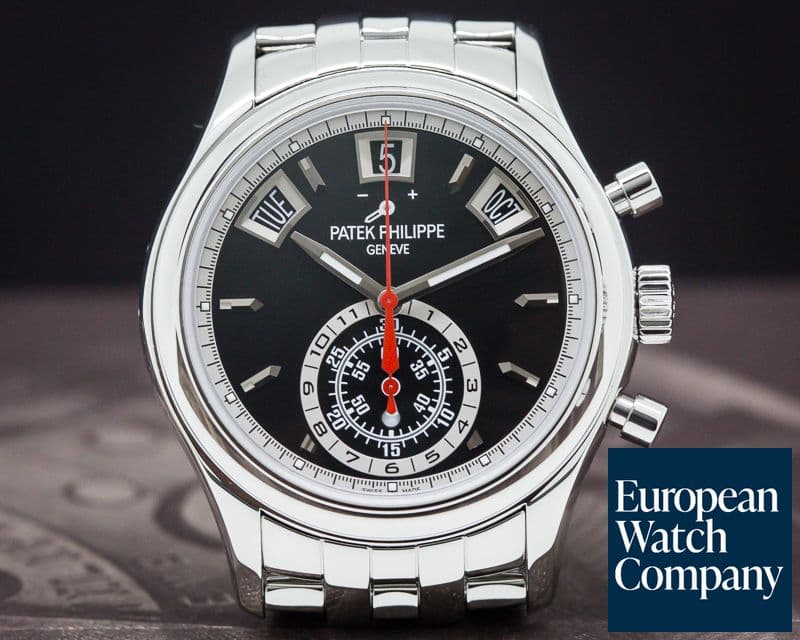 Image of Patek Philippe Annual Calendar Black Dial Chronograph SS DISCONTINUED UNWORN 