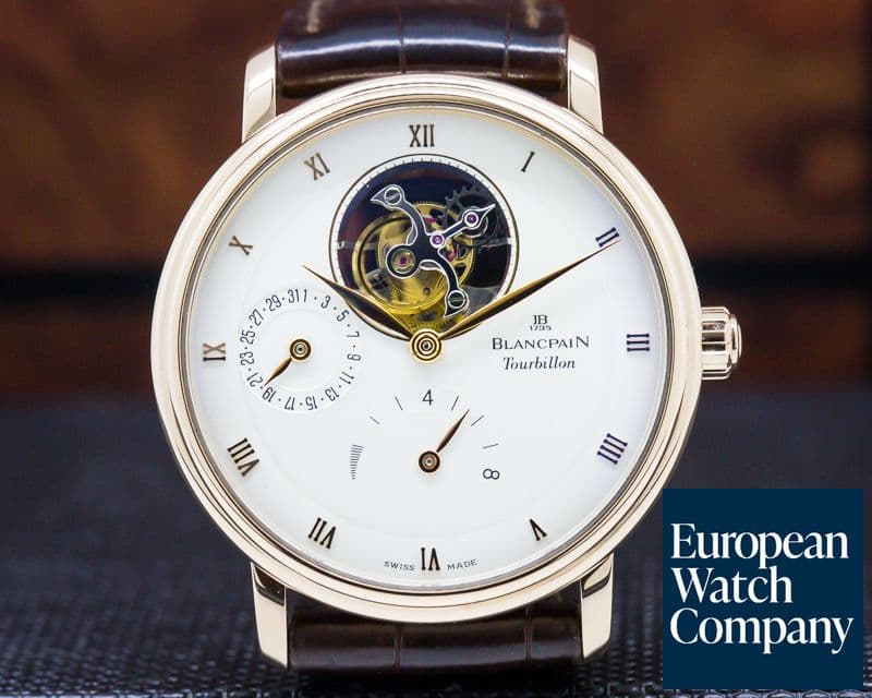 Image of Blancpain Villeret Tourbillon 8 Day Power Reserve 18K Rose Gold