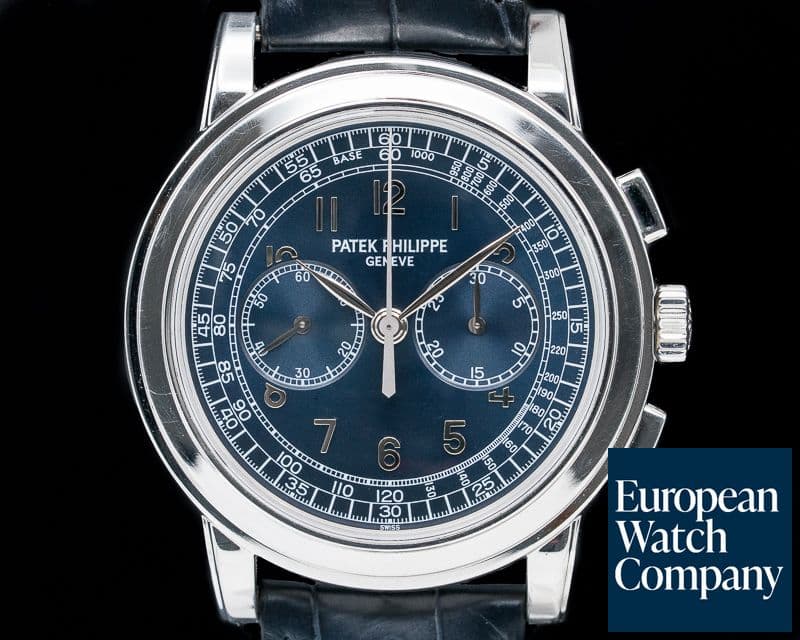 Image of Patek Philippe 5070 Platinum Blue Dial Chronograph UNPOLISHED 