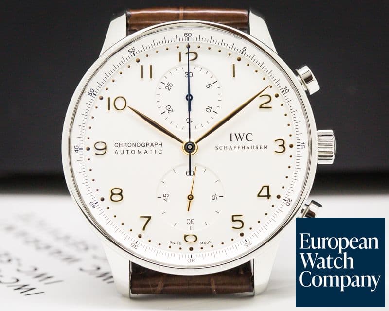 Image of IWC Portuguese Chronograph SS Silver Dial / Gold Numerals 