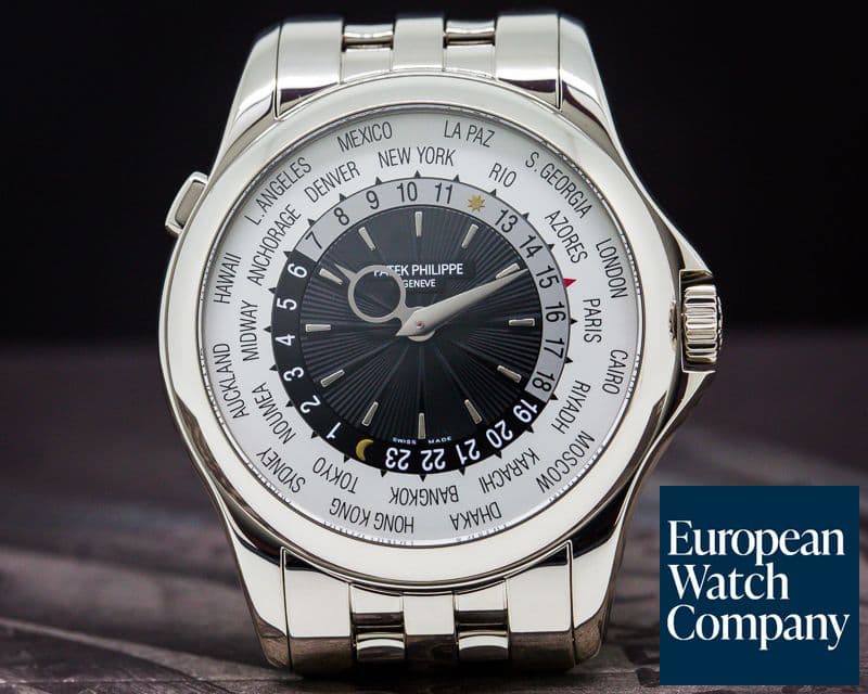 Image of Patek Philippe World Time 18K White Gold / 18K White Gold Bracelet