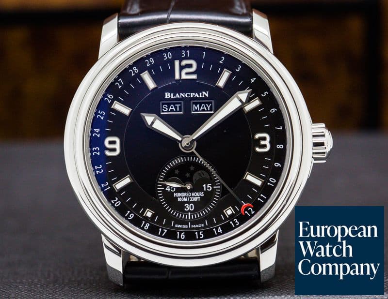 Image of Blancpain Leman Complete Calendar Moon SS Black Dial 