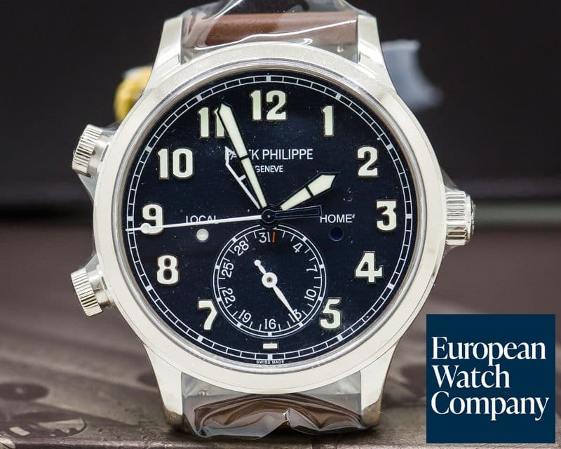 Image of Patek Philippe Calatrava Pilot Travel Time 18k White Gold UNWORN