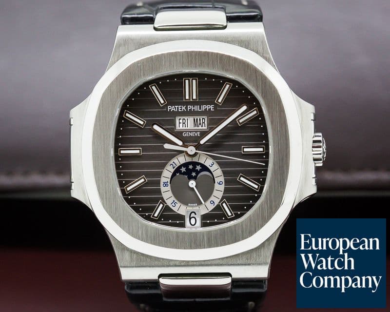 Image of Patek Philippe Nautilus Annual Calendar Moon SS Grey Dial 