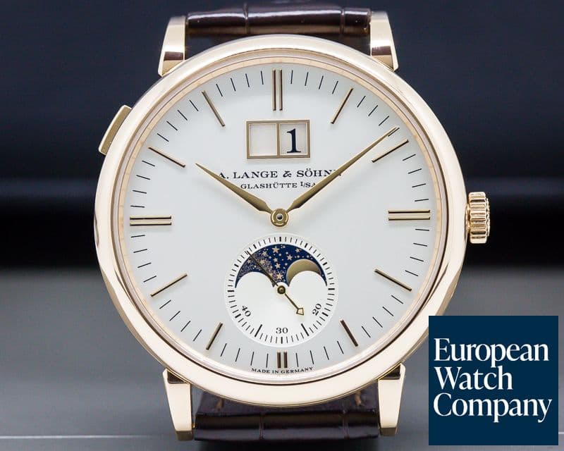 Image of A. Lange and Sohne Saxonia Moon Phase Automatik 18K Rose Gold / Silver Dial 
