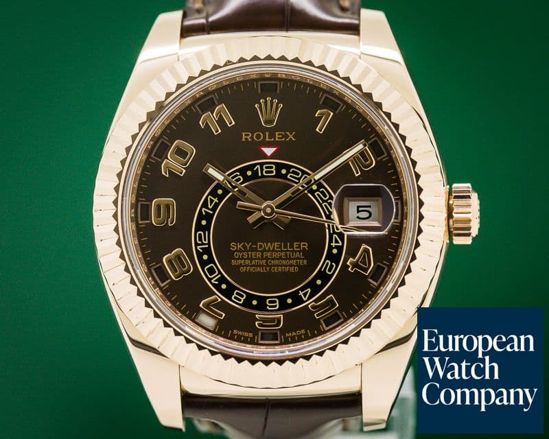 Image of Rolex Sky Dweller Chocolate Dial Rose Gold / Alligator  