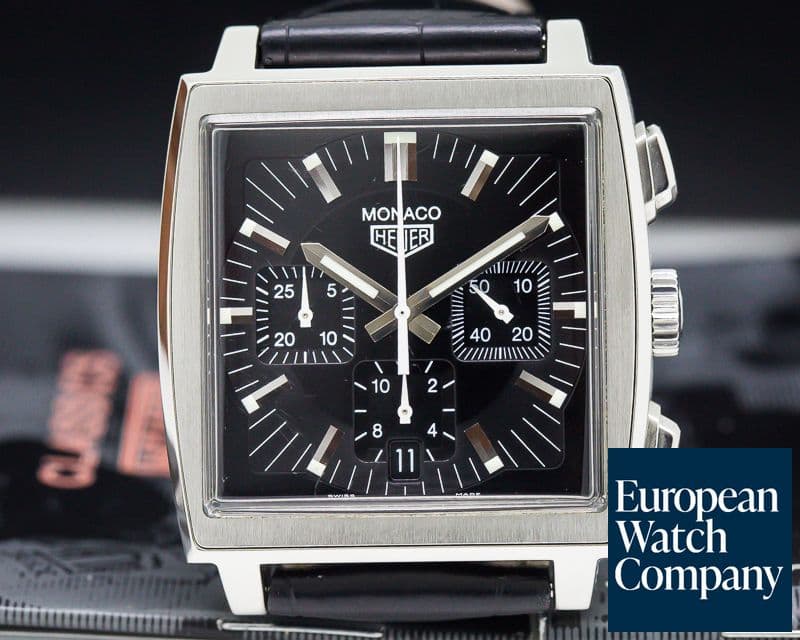 Image of TAG Heuer Monaco Chronograph Square SS Black Dial