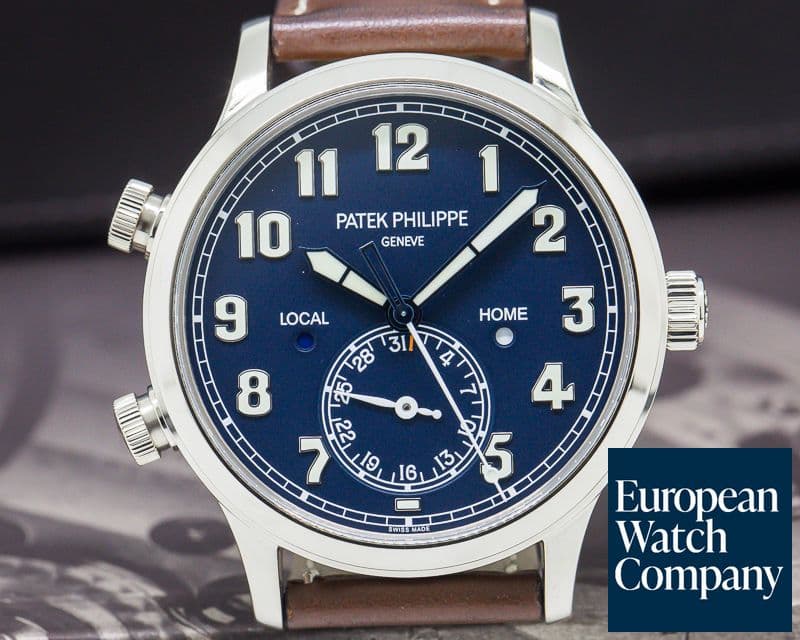 Image of Patek Philippe Calatrava Pilot Travel Time 18k White Gold 