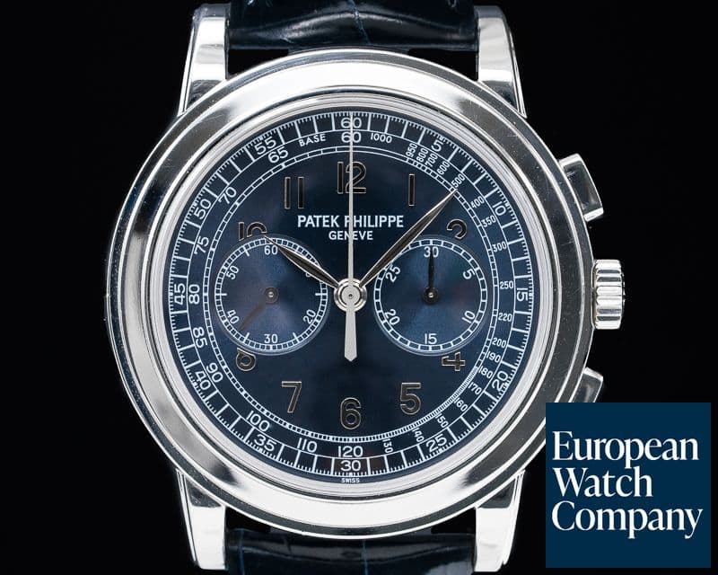 Image of Patek Philippe 5070 Platinum Blue Dial Chronograph UNPOLISHED 