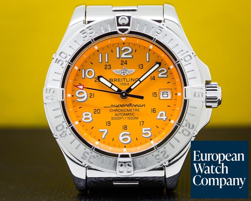 Image of Breitling SuperOcean Orange "Coral" Dial SS / SS