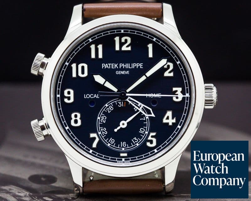 Image of Patek Philippe Calatrava Pilot Travel Time 18k White Gold 