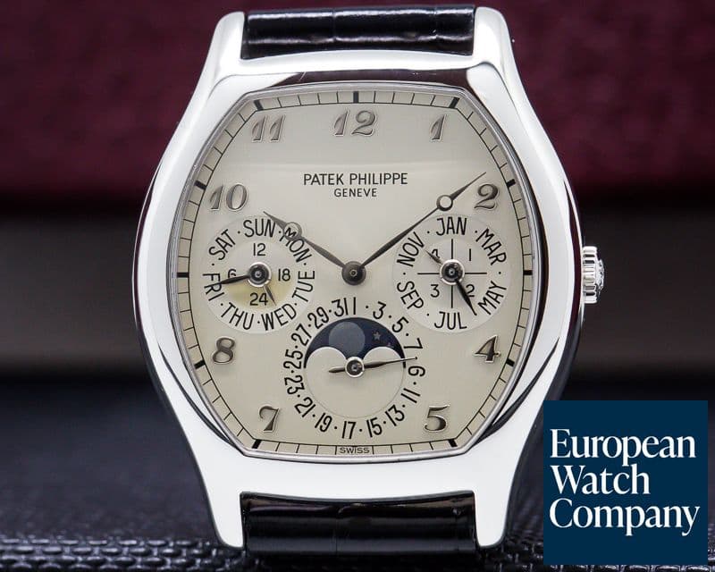 Image of Patek Philippe Perpetual Calendar Tonneau Platinum Silver Arabic Numerals